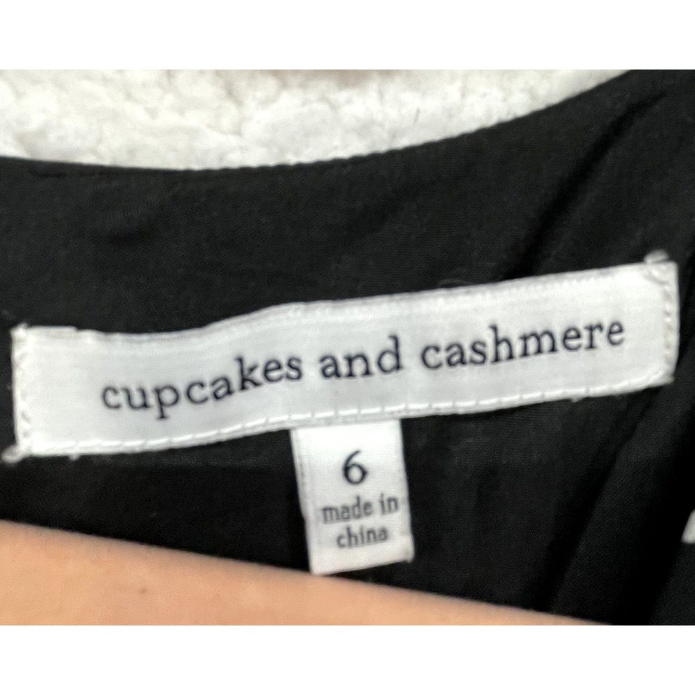 Cupcakes and Cashmere Dress Womens 6 Black White Grid Windowpane Shift Pockets - Picture 3 of 10